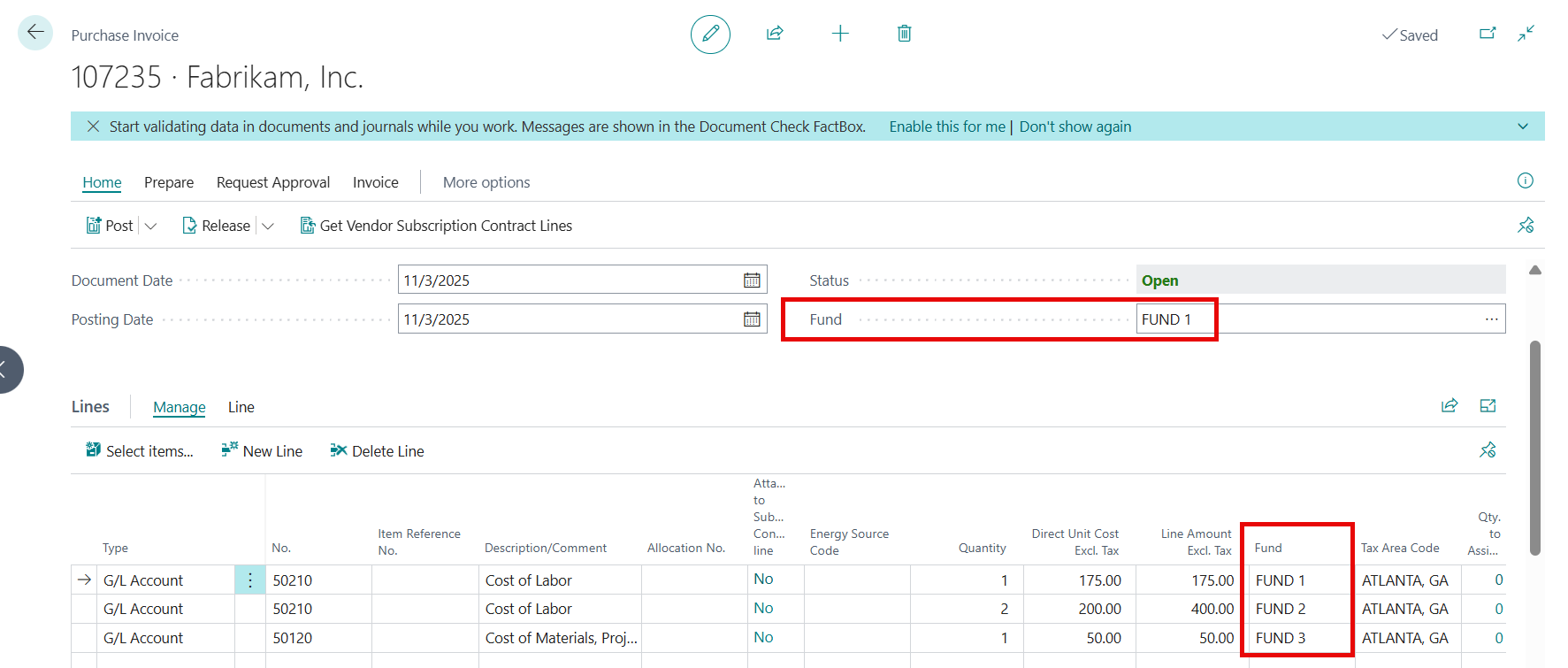 Due to/Due From entry