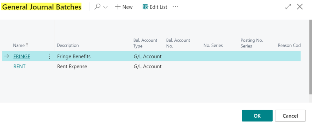 General Journal Batches